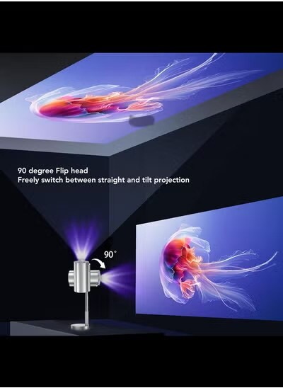 4K 1080P Support Outdoor Home Theater Movie Projector with 5G WiFi6 Blue tooth, 90&deg; Flip Head, AI Smart Voice Control HDMI Wireless Portable Projector