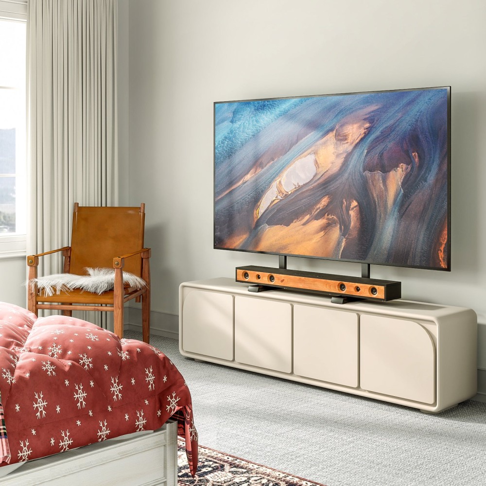 Rfiver Table Top TV Stand with Height Adjustable TV Legs for Most 37 to 86 Inch Flat or Curved TVs, Load Capacity 150 lbs, VESA 800x600mm, Black