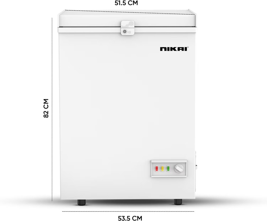 Nikai 150L Gross/100L Net, Single Door Chest Freezer With Storage Basket, High Energy Efficiency Cooling System, Adjustable Temperature, Silent Operation, NCF150N7, White