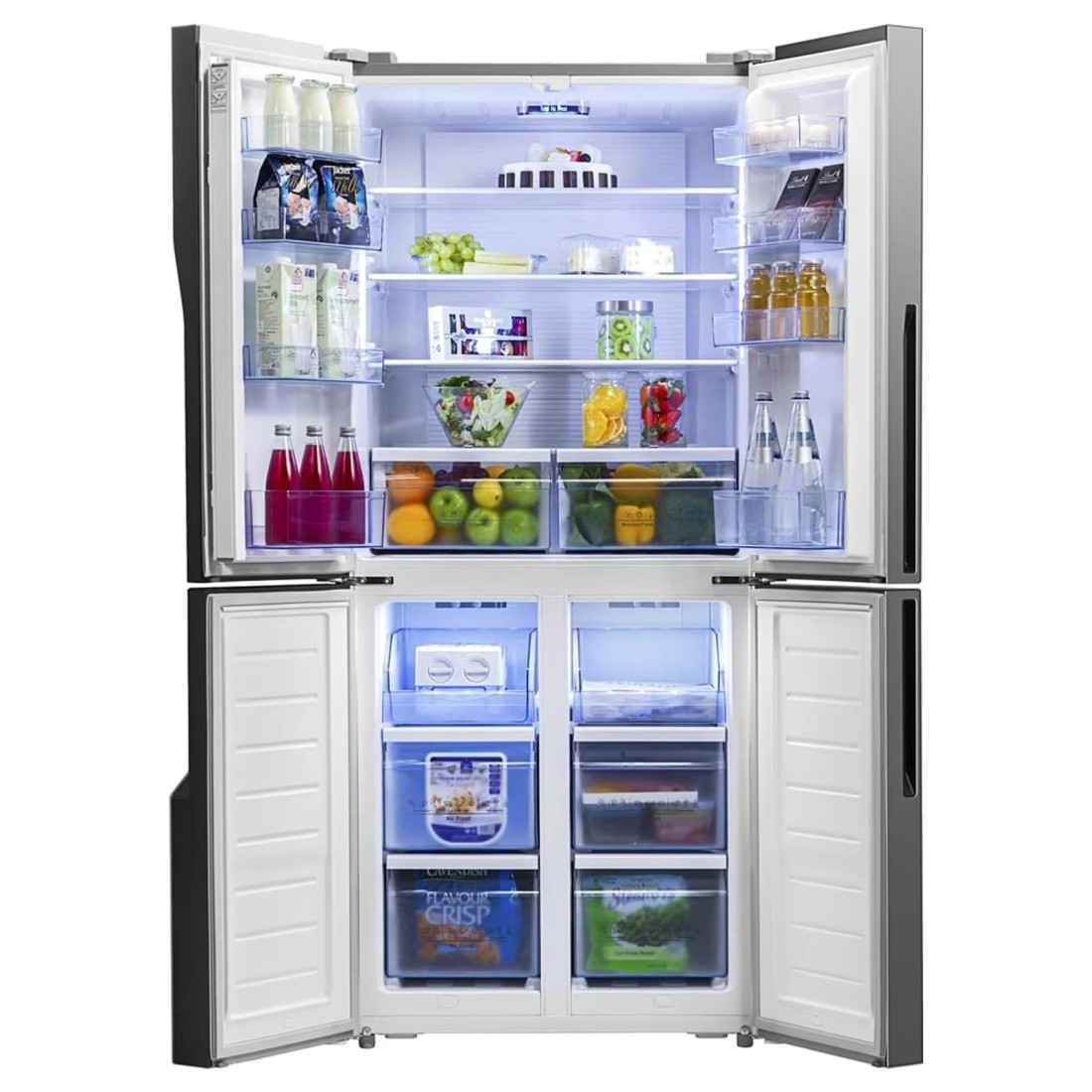 هايسنس ثلاجة بأربعة أبواب RQ561N4AB1 زجاج سعة 432 لتر -أسود-