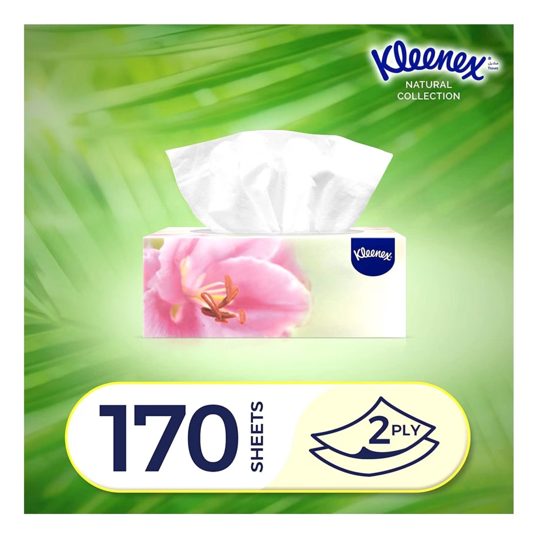 Kleenex Natural Collections Facial Tissue - Pack of 5 Boxes 170 Sheets x 2 Ply