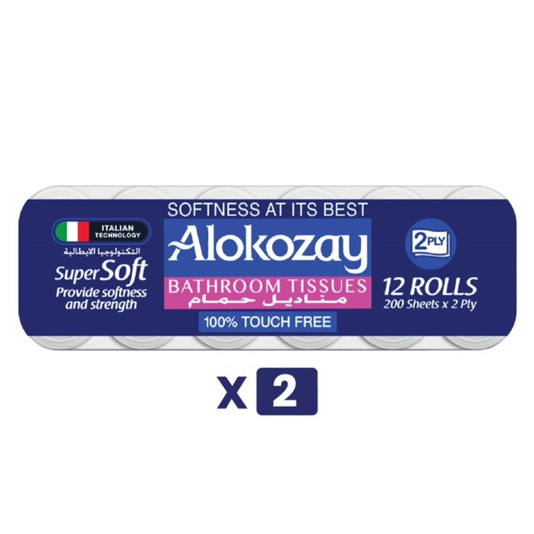 Alokozay Bathroom Tissues Rolls 2 Ply 24 Rolls