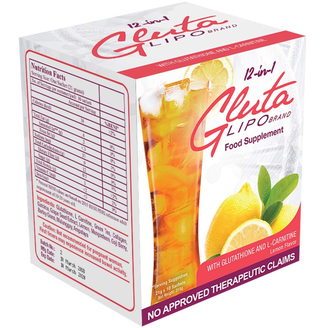Gluta Lipo 12-in-1 Whitening & Slimming Juice - 21g x 10 Sachets