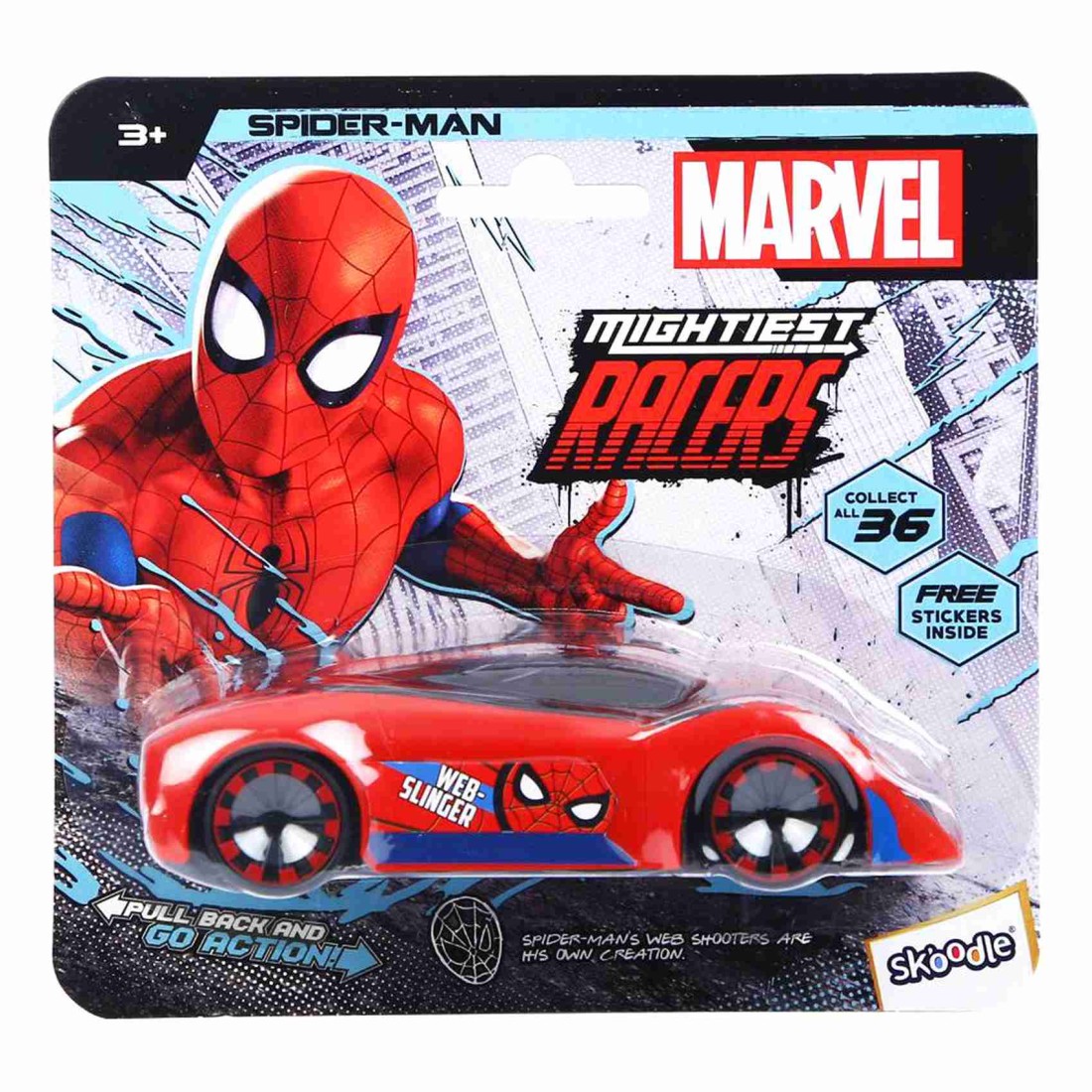 Skoodle Marvel Pull-Back Mightiest Racers Car Toy Spiderman