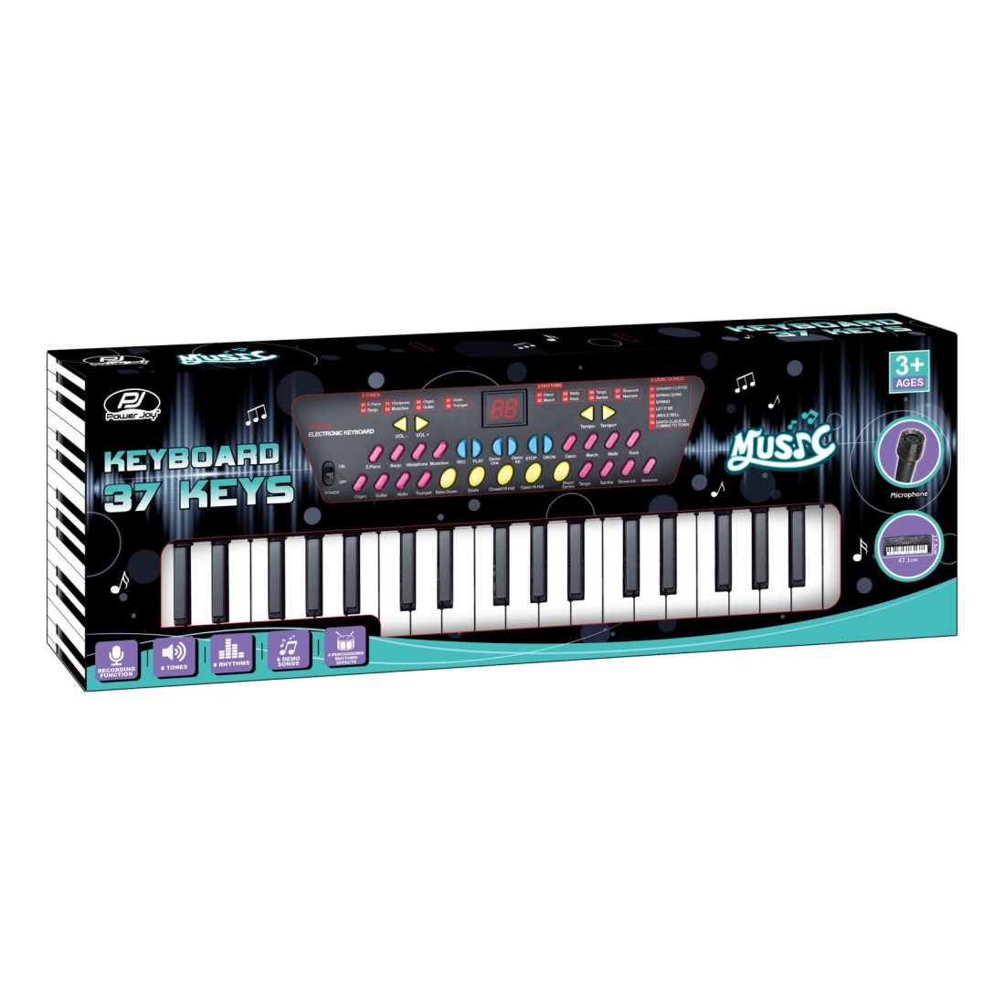 PJ Power Joy Battery Operated 37 Keys Music Keyboard with Mic