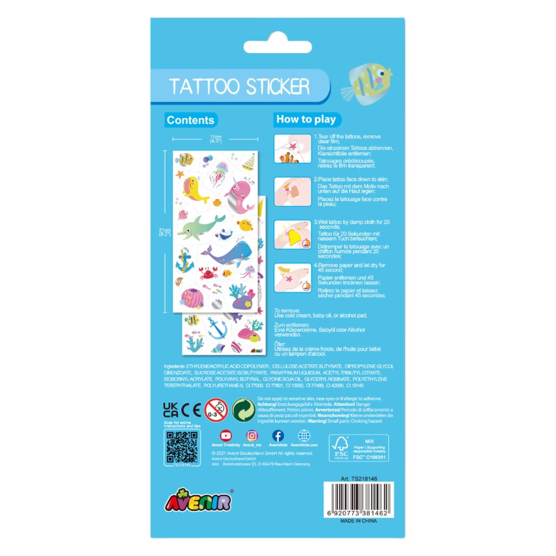 Avenir Tattoo Sticker AVTS2181(45-52) Assorted