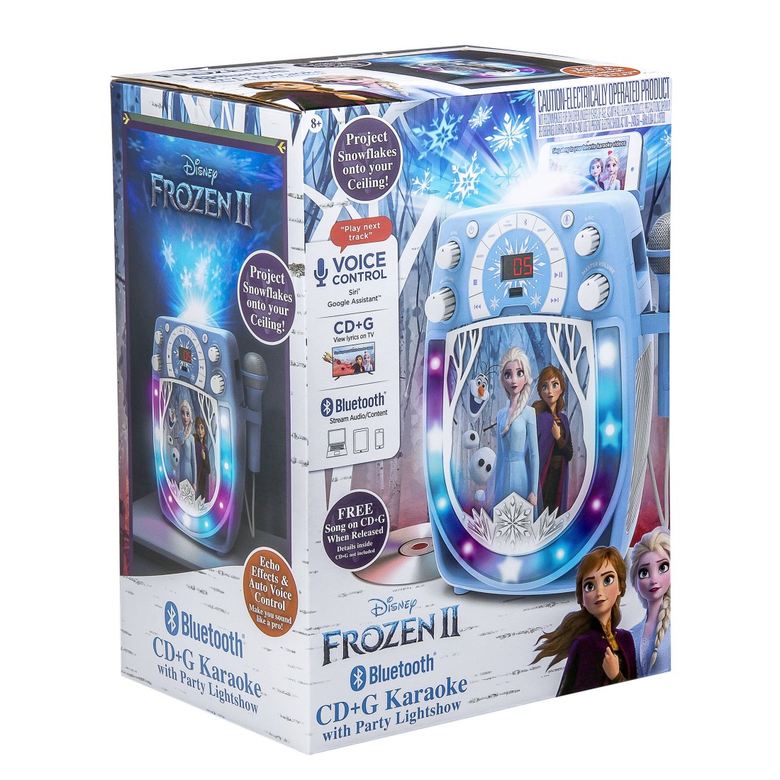 KIDdesigns FROZEN Bluetooth MP3 Sing Along Karaoke Machine - Kids Wireless Rechargeable Portable MP3 Karaoke w/ Mic, LED Light Show&hellip;