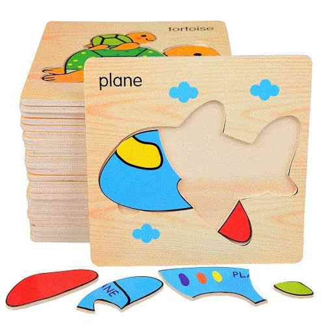 Animal Fruit Vehicle Wooden Puzzle 4 PC in pack