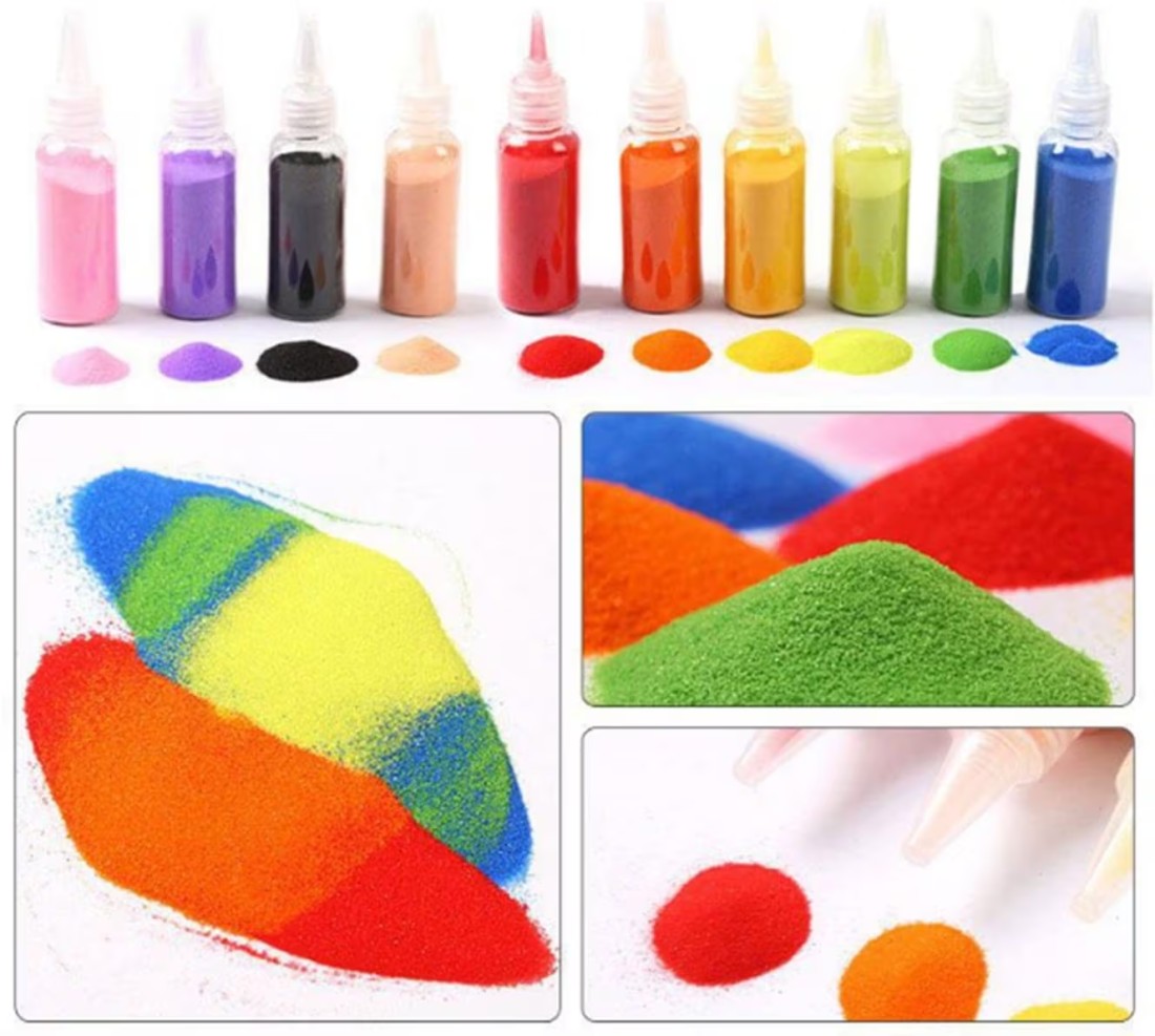 Samdone 12Pcs, Lot Kids DIY Sand Painting Toy Children Drawing Board Sets Bubble Sand Handmade Picture Paper Craft Sand Draw Art