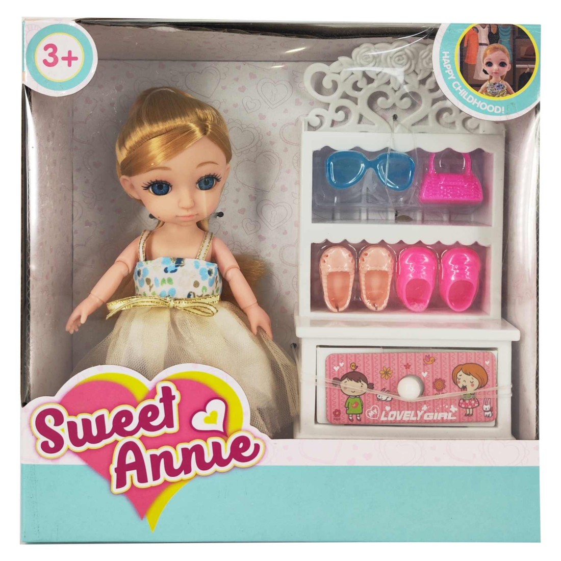 Sweet Annie Fashion Doll with Shoe Cabinet 6inch
