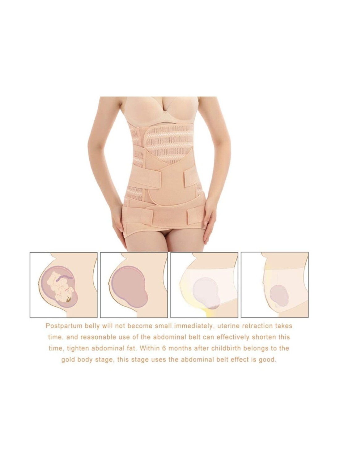 3 in 1 Postpartum Belt - Breathable Postpartum Recovery Postnatal Corset Belt after Pregnancy Maternity, Deep Skin