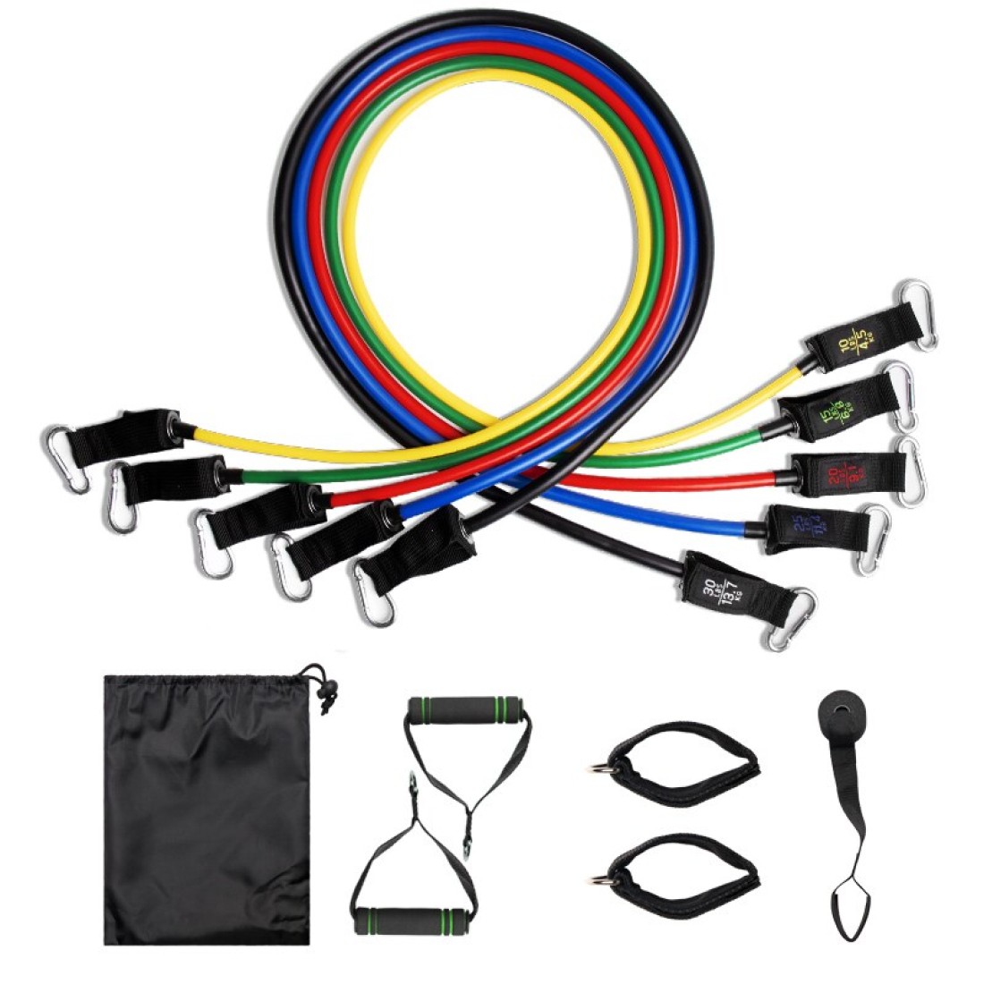 Generic - 11pcs/set Fitness Rubber Expander Resistance Bands Tubes Yoga Pull Rope Sport Fitness Gum Workout Exercise Bands Gym Sport