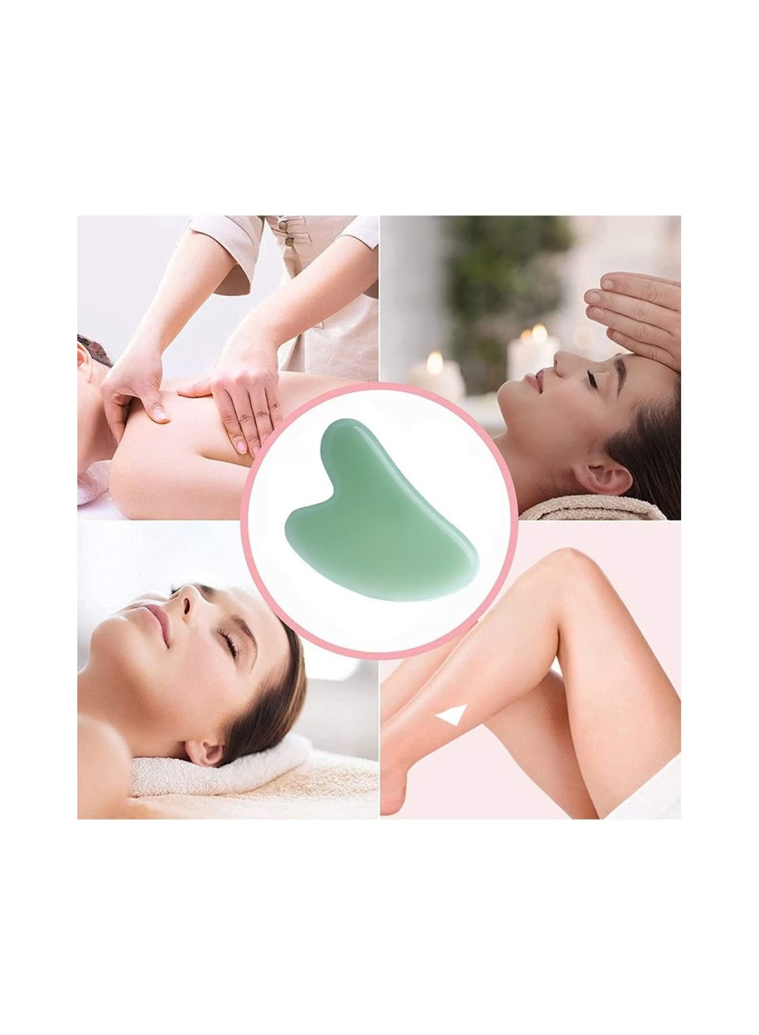 Set of 4 Gua Sha Board Massage Tool, Natural Jade Stone Scraping for Face and Body,Ultimate Skin Care Solution for Anti-Aging & Anti-Wrinkle,Spa Acupuncture Therapy Massage Stones