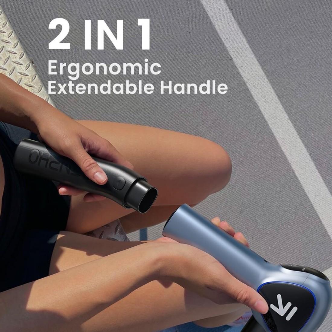 Muscle Massage Gun with Removable Handle, RENPHO Reach Massage Gun, 5 Speed, 4 Massage Heads, 2 in 1 Deep Tissue Hand Massager
