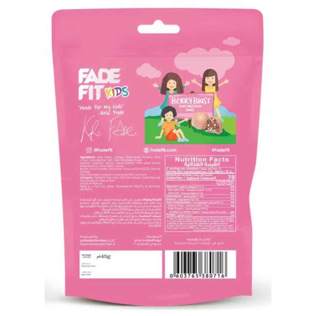 Fade Fit Kids Berry Blast Energy Balls, 45g