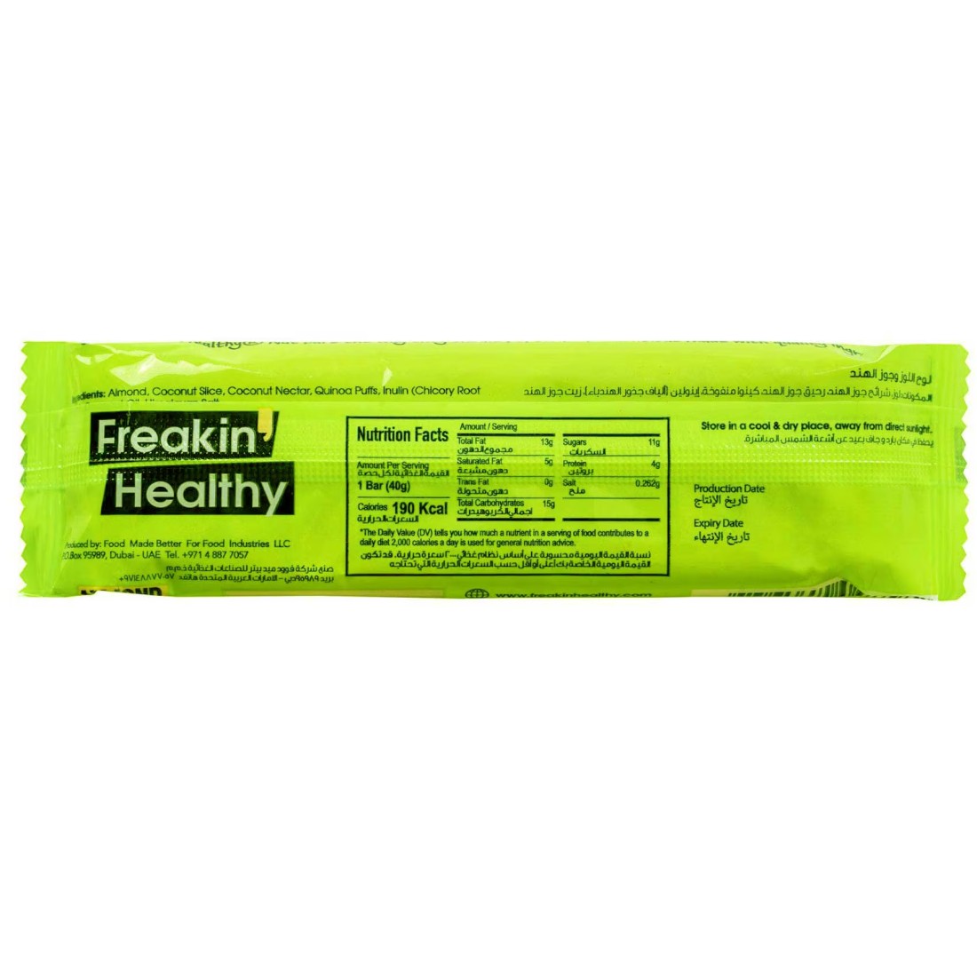 Freakin&#39; Healthy Almond Coconut Bar, 40g