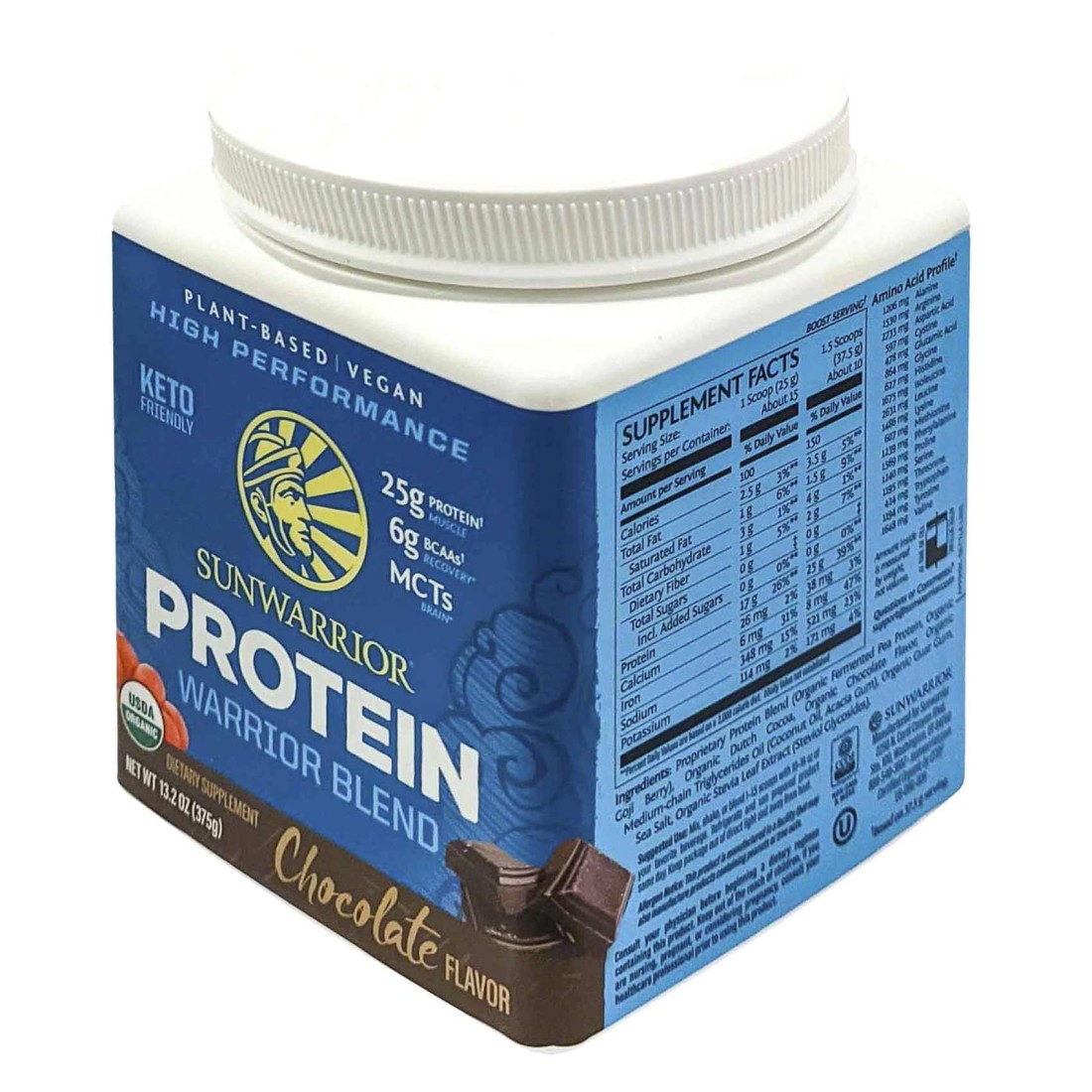 Sunwarrior Organic Protein Warrior Blend Chocolate Flavour Dietary Supplement 375g