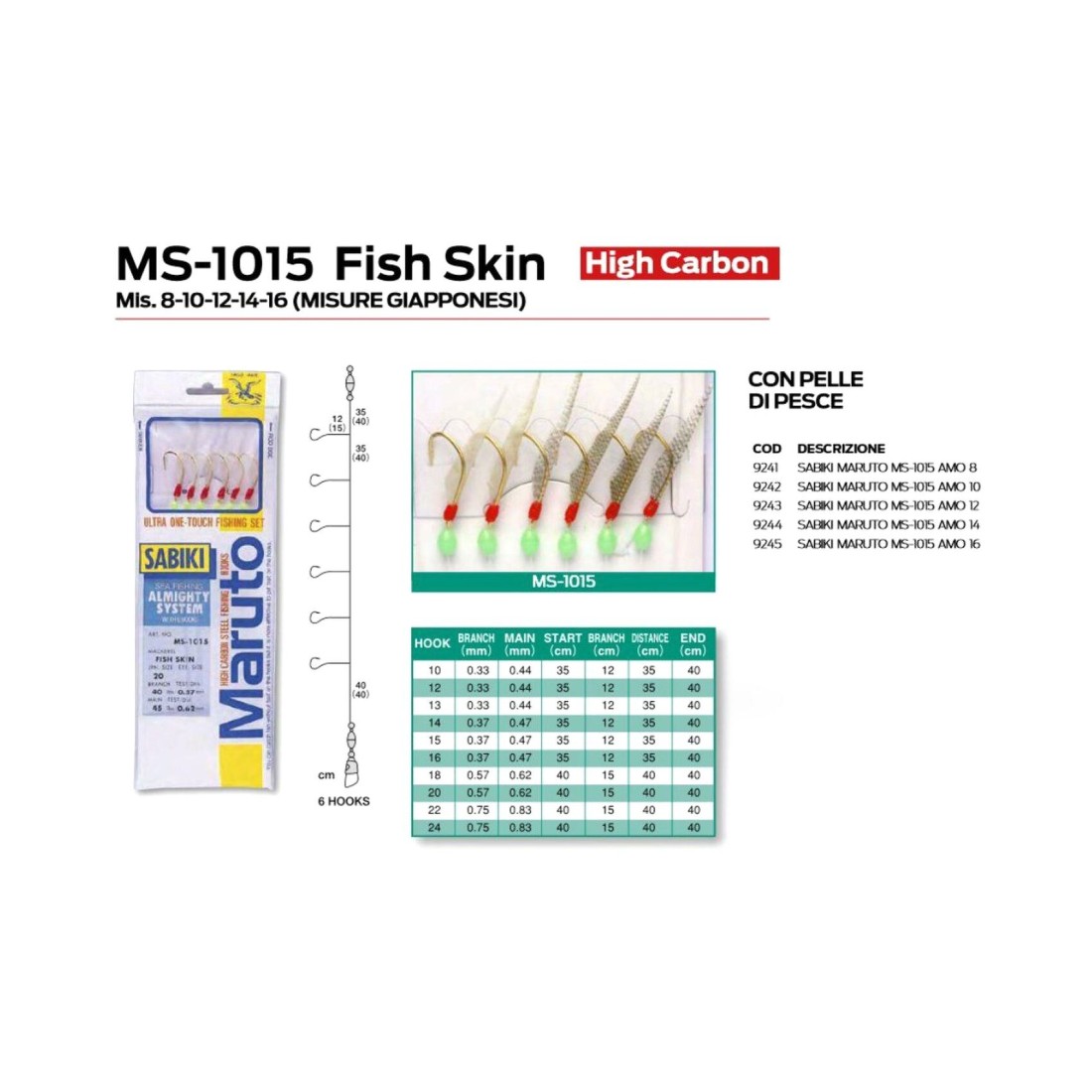 ماروتو سابيكي خطاف صيد طراز MS-1015 مقاس 10 - متعدد الألوان