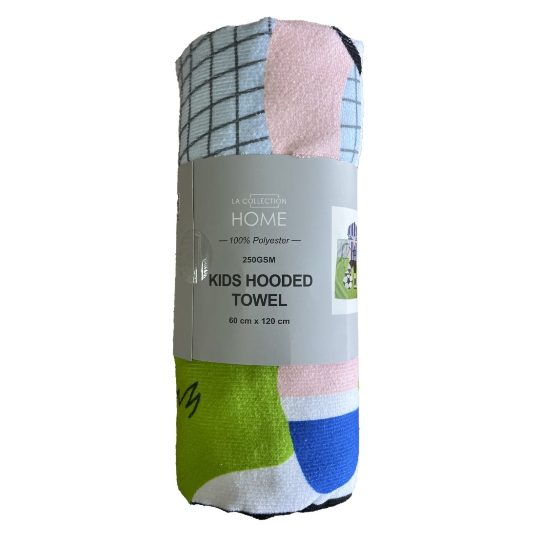 La Collection 250 GSM Polyester Digital Print Kids Hooded Towel Football 60x120cm