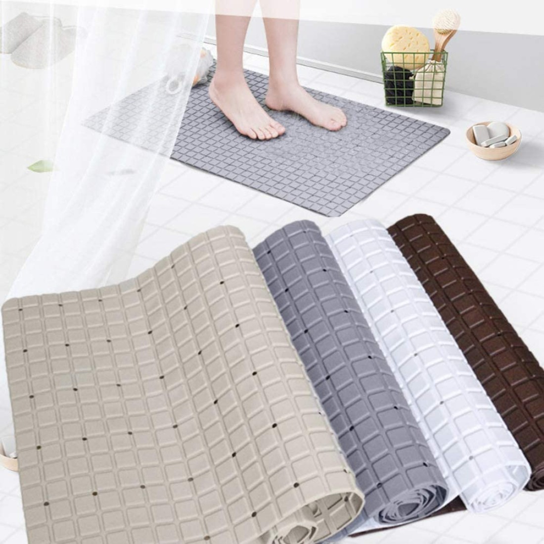 Aiwanto 1 Pc Grey Bathroom Mat Shower Mat Non Slip Bathroom Mat Bathtub Mat Washroom Mat