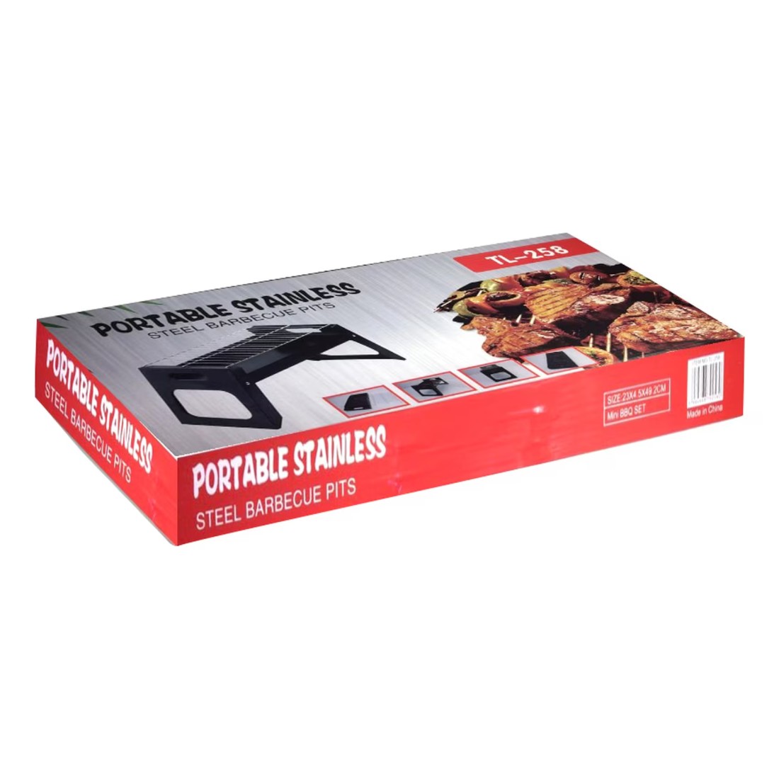 Budget Folding Charcoal Portable Barbecue Pits Black 23x4.5x49.2cm