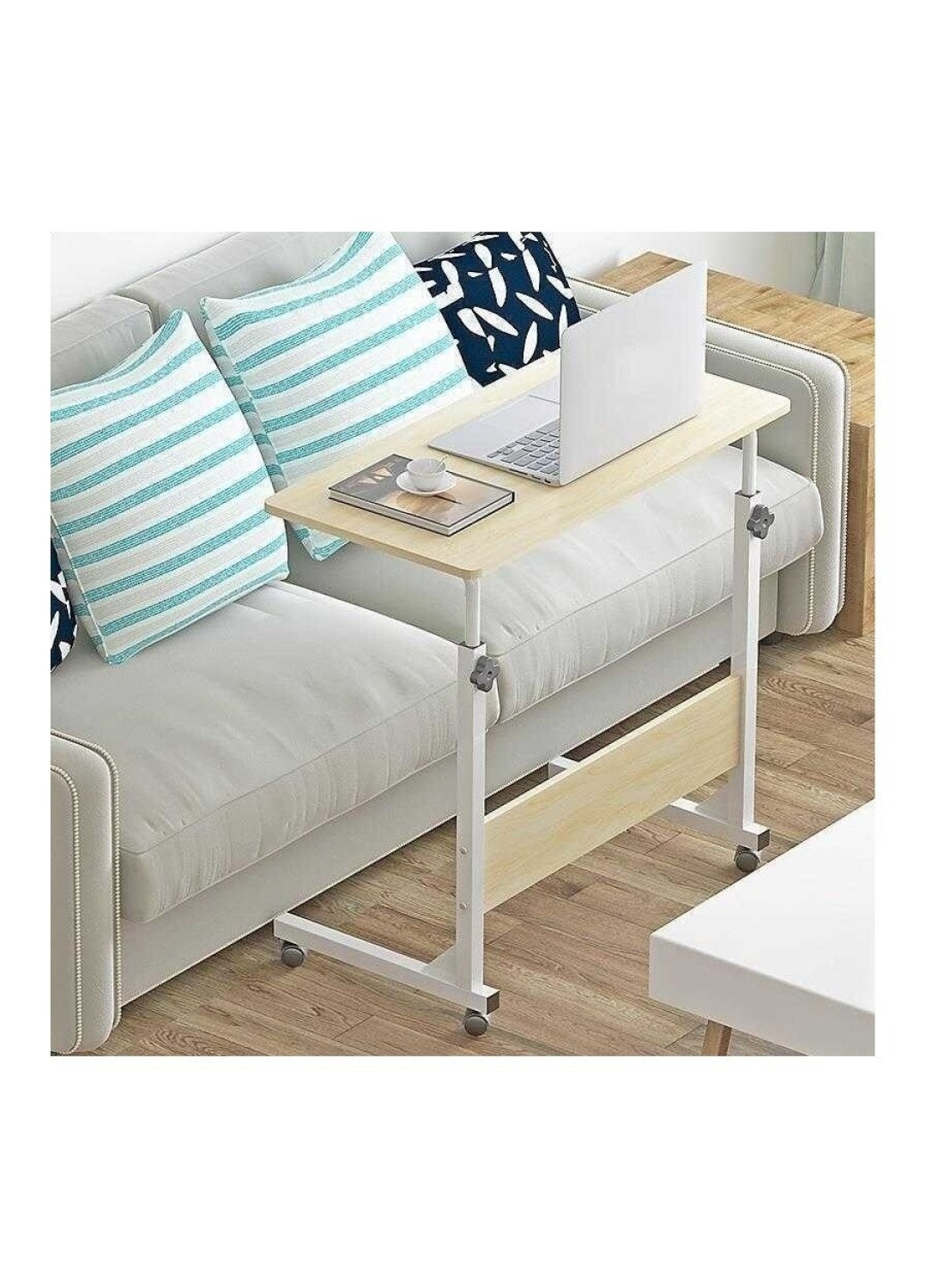 Medical Height Adjustable Overbed Table Food Tray Desk Moveable Rolling Portable Notebook Sofa Side Hospital and Home Use