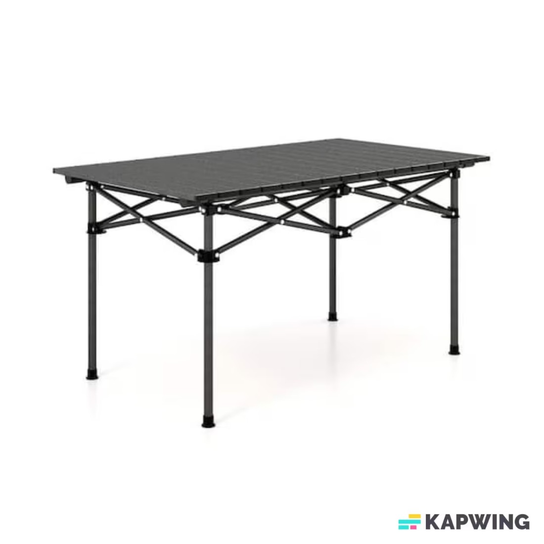 Black Portable Roll-up folding table for camping good for 4-6 person BBQ party Outdoor Activities 120*55*50cm