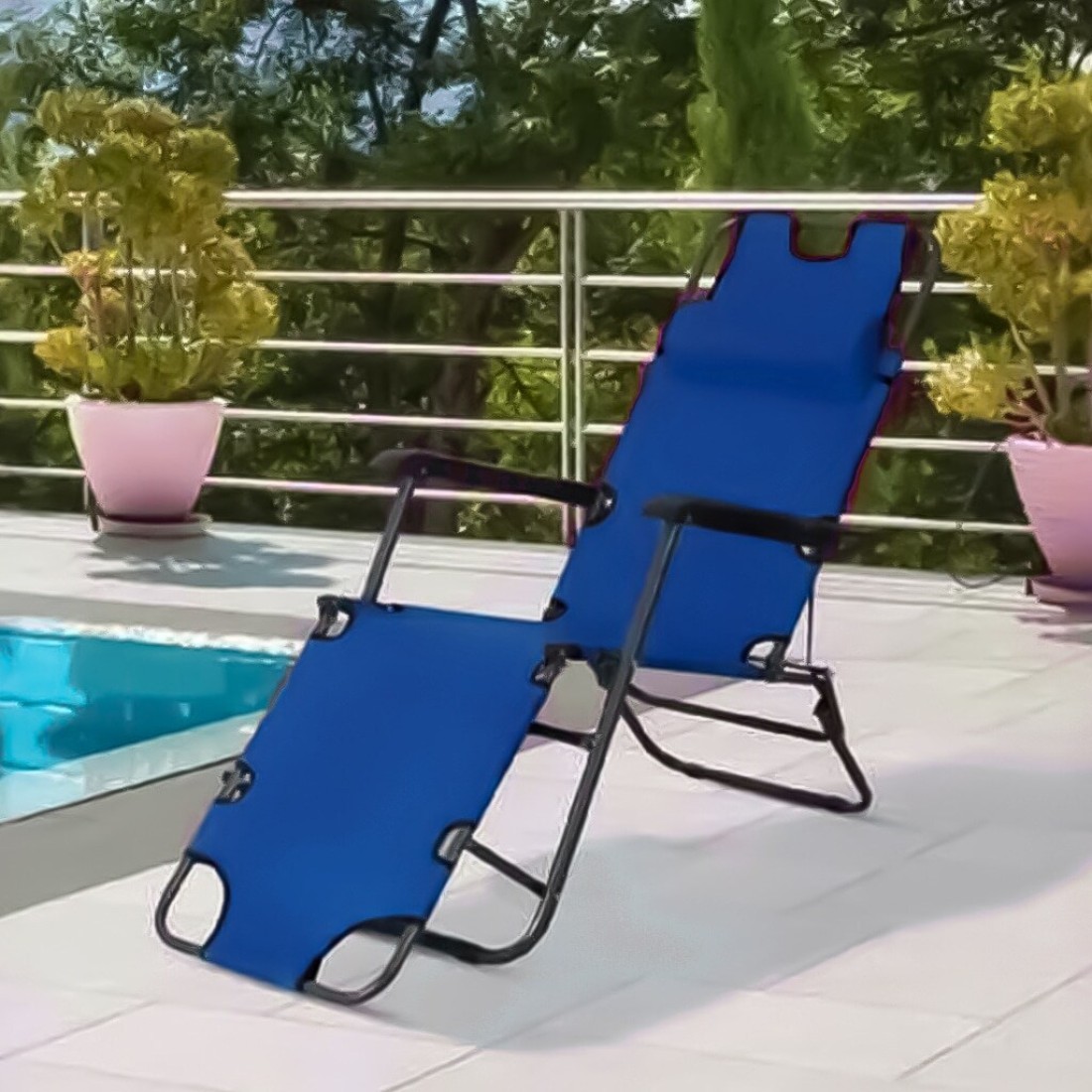 LB-20455 Folding Camping Chairs For Adults For Beach And Picnic - Dark Blue