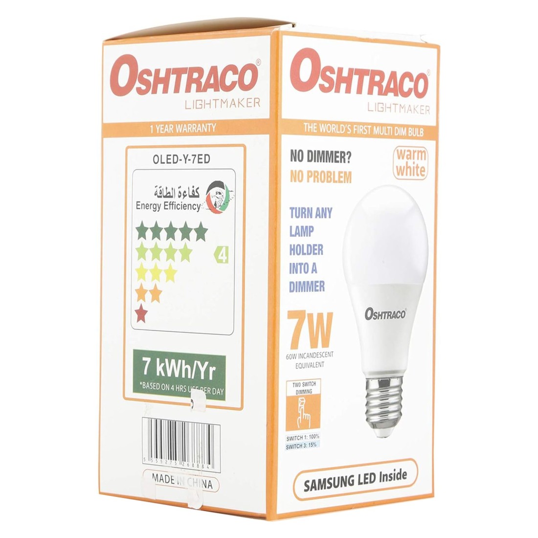 Oshtraco Light Maker LED Bulb Warm White 7W 2 PCS