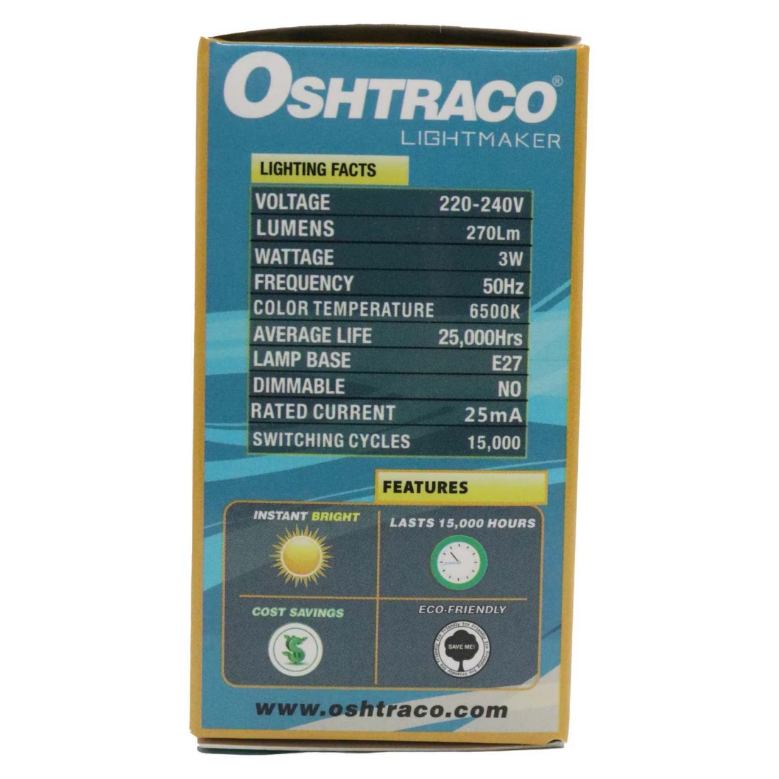 Oshtraco 3W LED Bulb E27 Cool Daylight