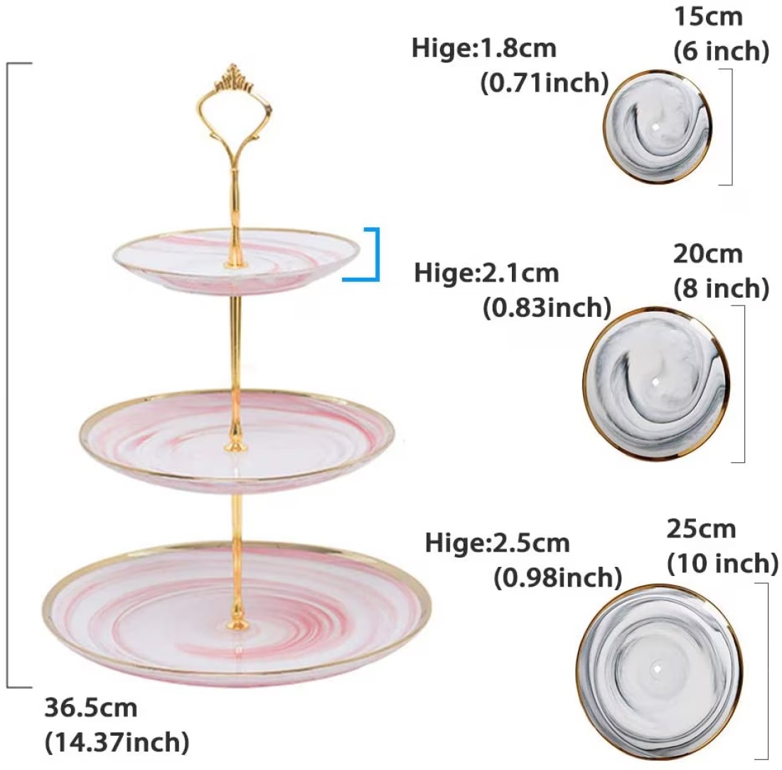 Aiwanto 3-Tier Cupcake Stand Tower Dessert Display Plate Pink Serving Tray Dish Treat Stacked Pastry Fruit Serving Platter Carrier for Gift Tea Party Restaurant