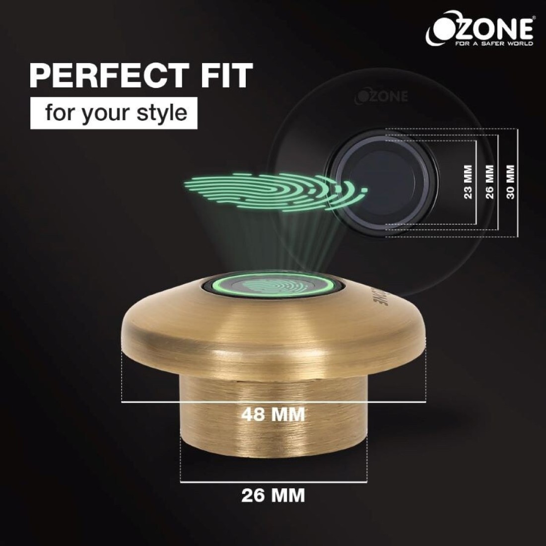 Ozone OZFL-55-F Fingerprint Access Automatic Locking System Smart Digital Furniture Lock (Antique Bronze)