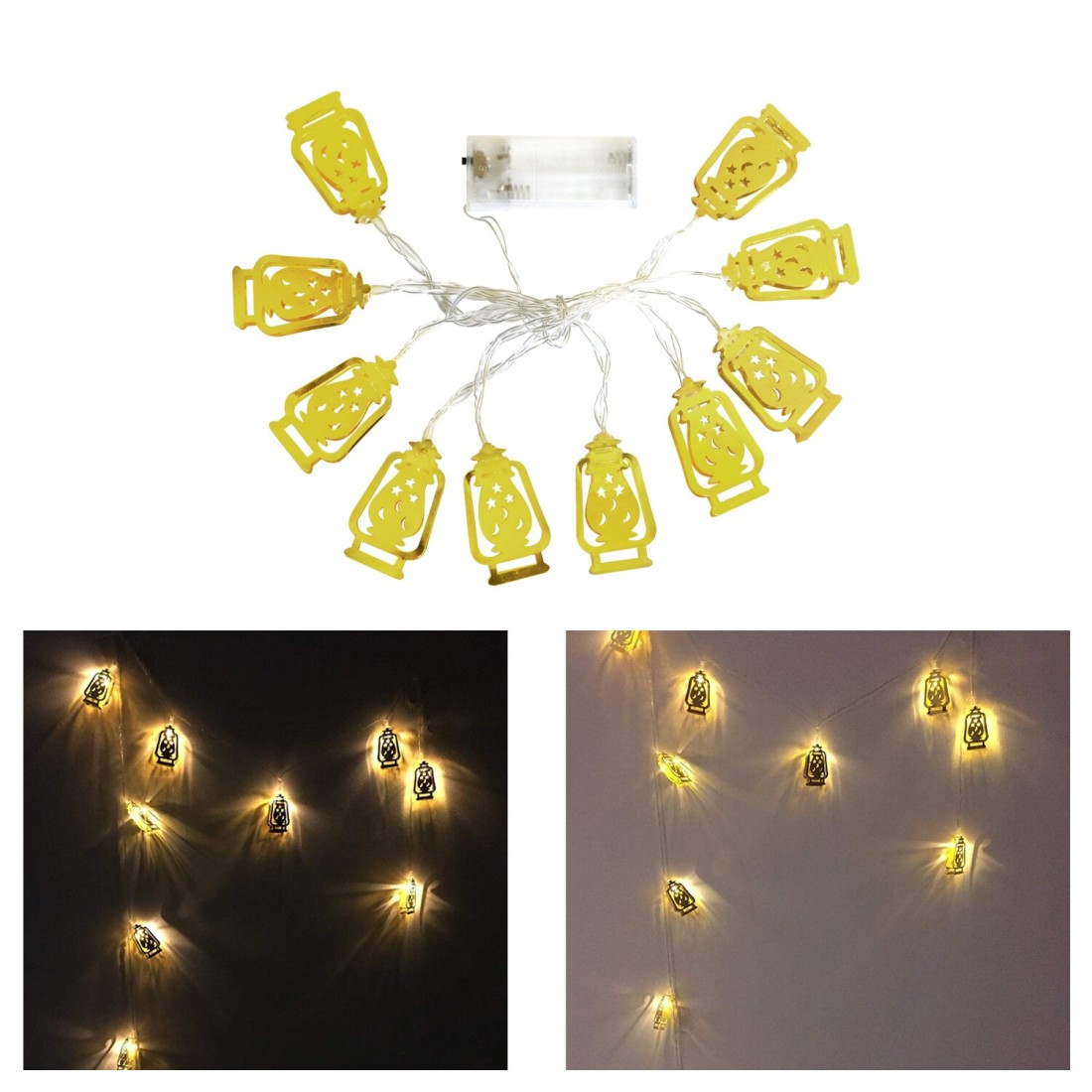 Aiwanto Ramadan Light Decoration Eid Decorations-Mini Gold Lightings Decorations for Home Book Stand Decoration Lightings