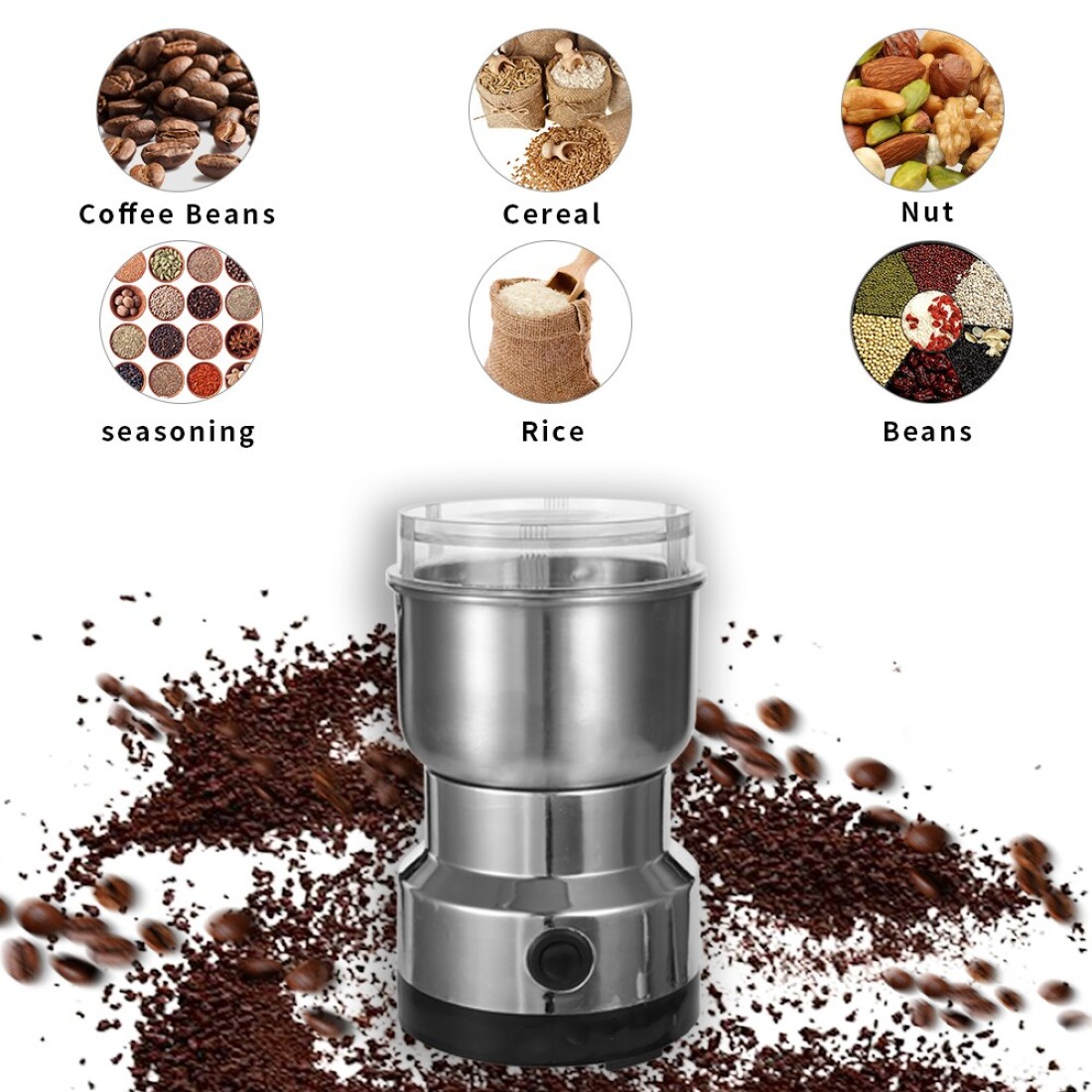 KKmoon-150W 300ml Stainless Steel Electric Coffee Machine Bean Grinder Blenders for Kitchen Office Home Use Grains Grinding Machine