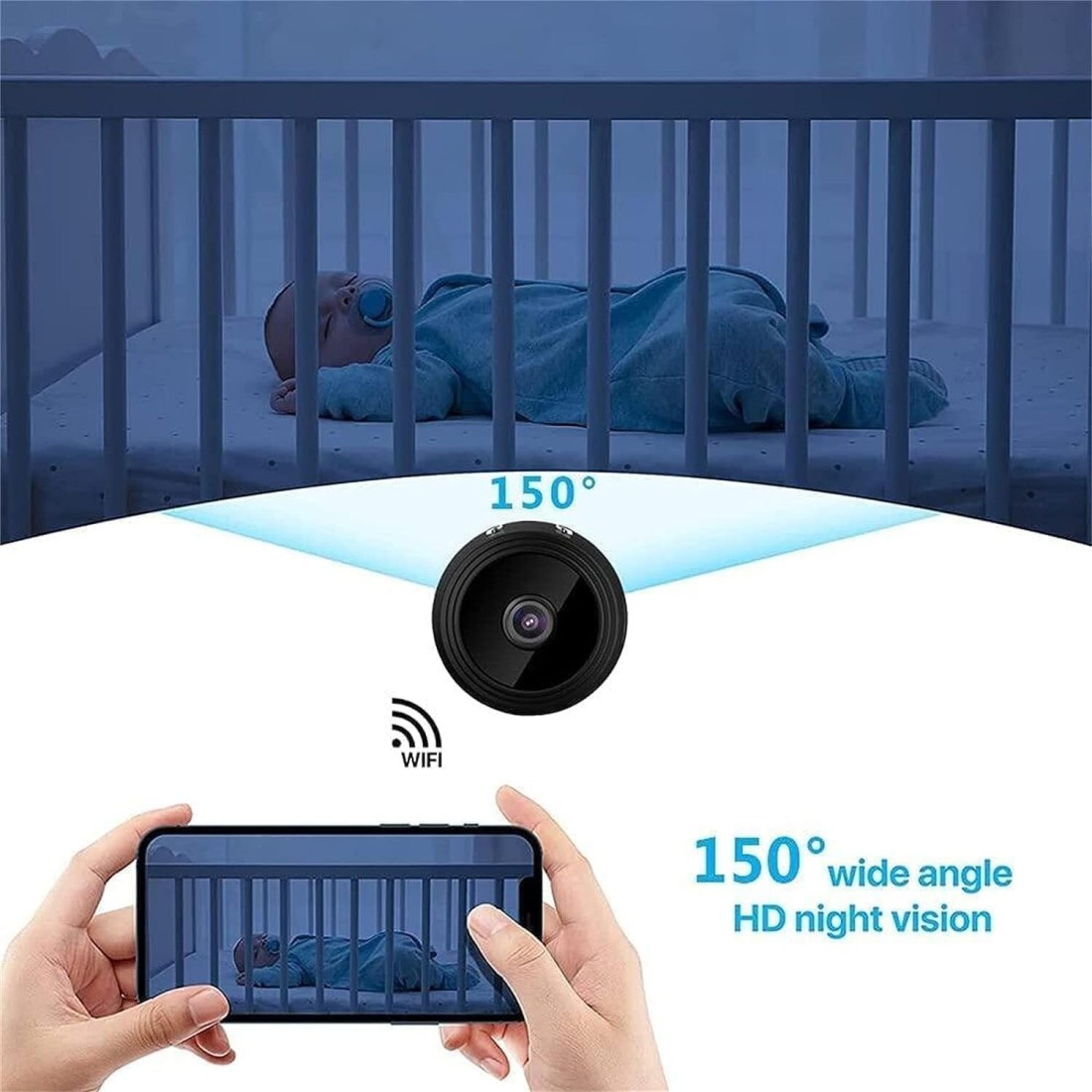 Mini Hidden Camera Wireless – Portable Nanny Camera with HD 1080P, Night Vision, and Motion Detection – Small Spy Camera for Home & Office