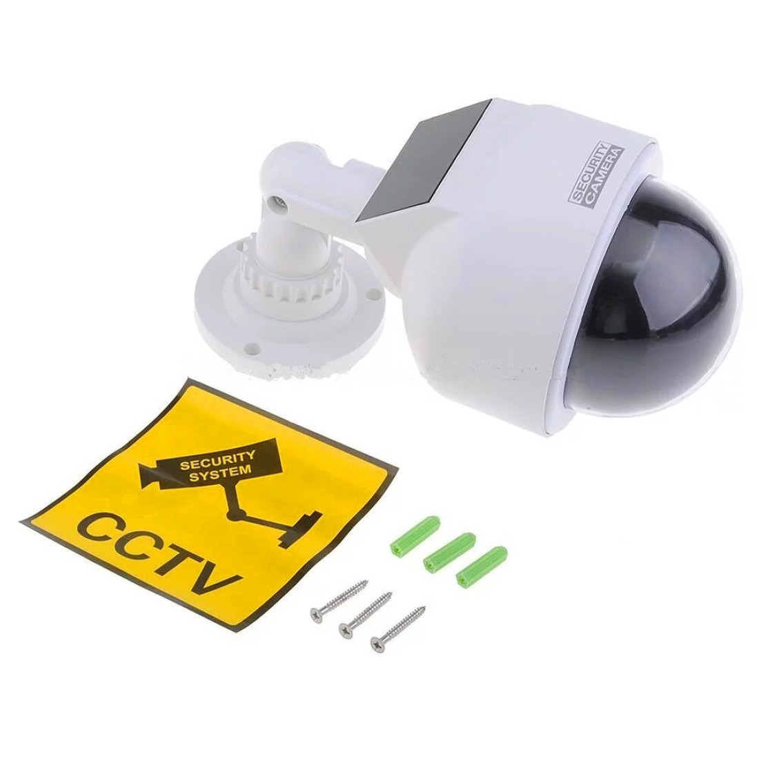 Tomvision - Solar Power Dummy PTZ Dome Camera CCTV security camera with LED light and battery powered fake Speed Dome Camera