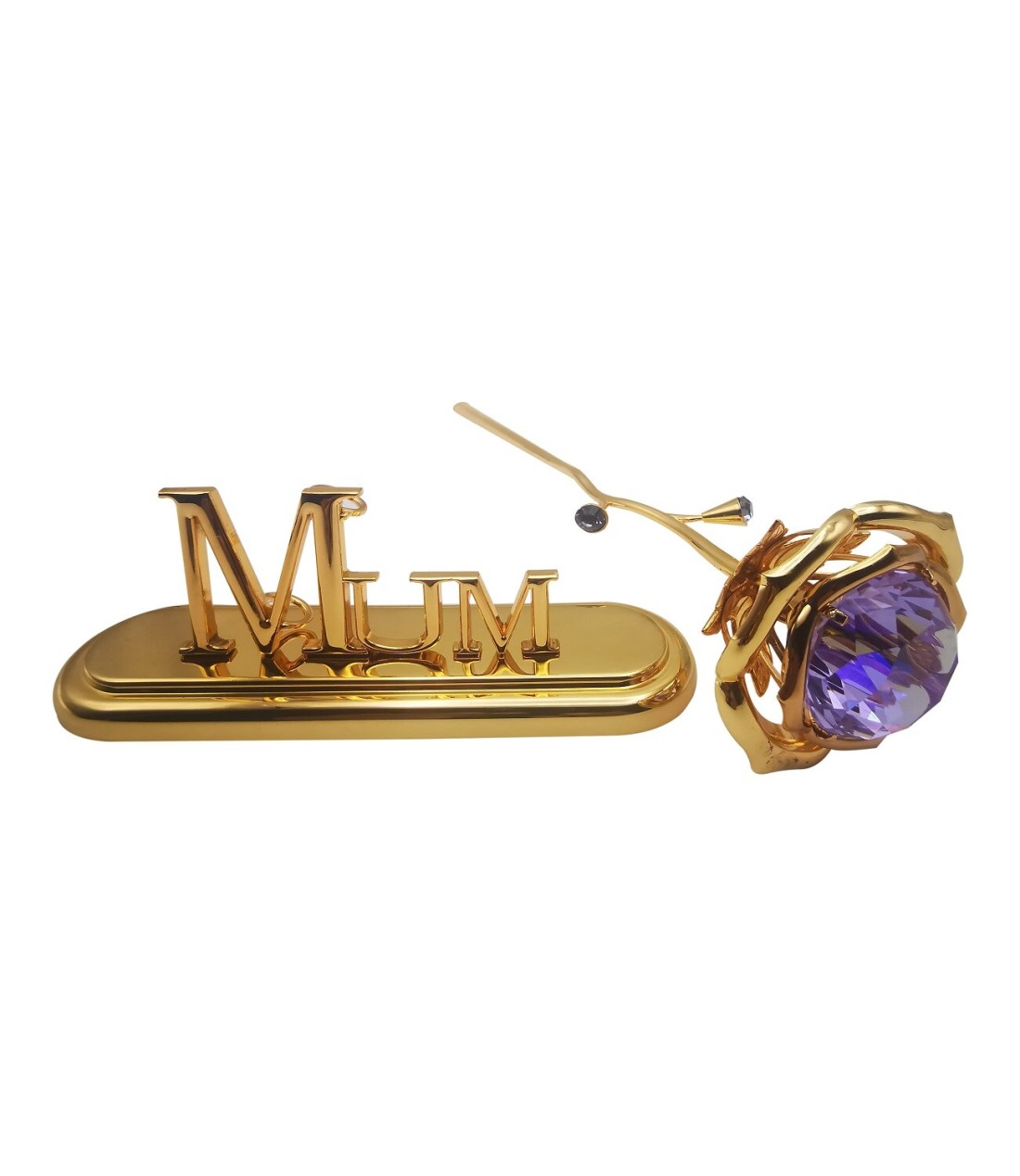24K Gold Plated Rose Artificial Flowers Gold Dipped Rose with MUM Sign Stand