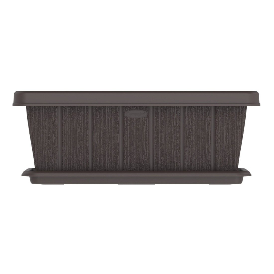 Cosmoplast Cedargrain Rectangular Planter With Tray Dark Brown 18inch