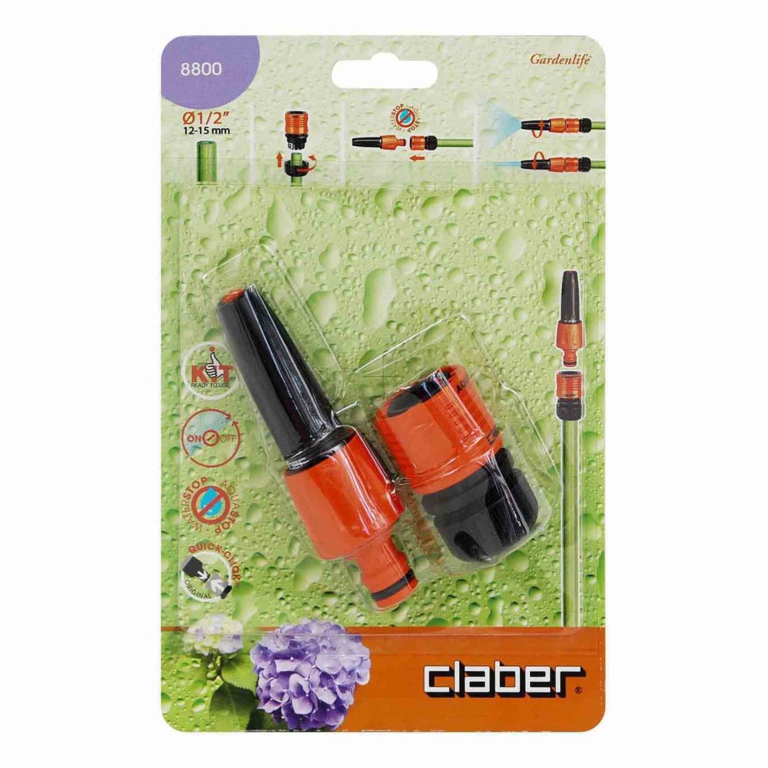Claber Jet Spray Nozzle With Coupling 8800 Multicolour 1/2inch