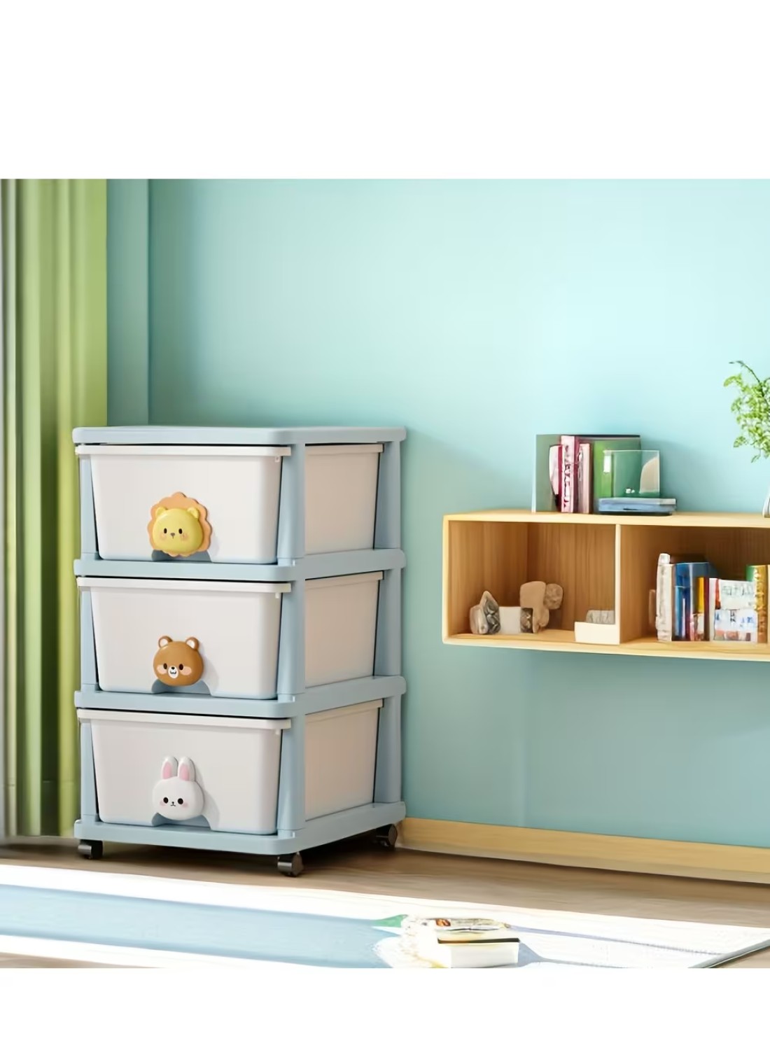 Cozy Nest 3-Layer Children's Toy Plastic Rolling Drawer Clothes Storage Box Organizer With Wheels For Office Kitchen Container Bathroom Living or Playroom Study