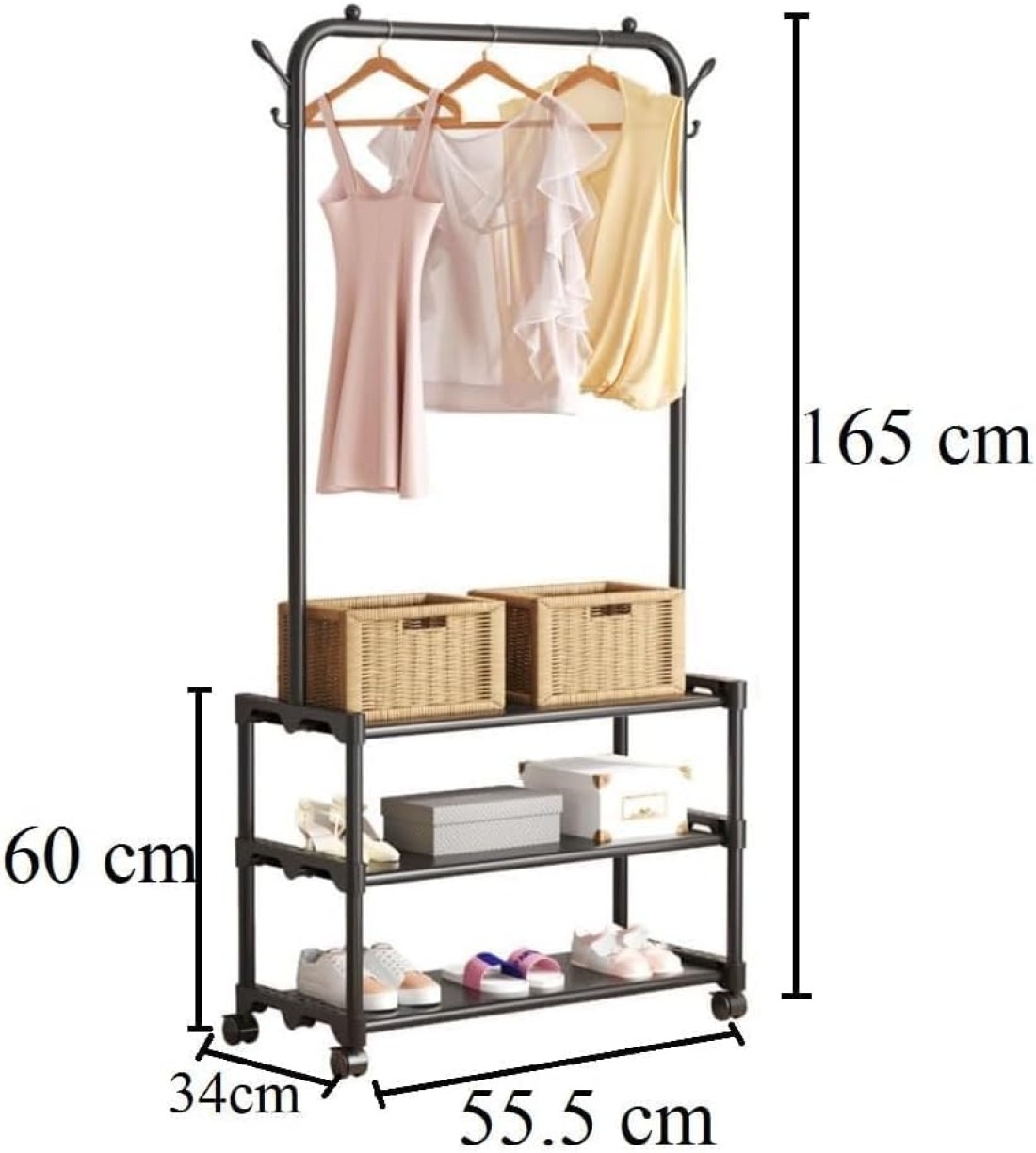 Cloth Hanging Rack 3 Tier Design Shelf Multipurpose Stand Rack