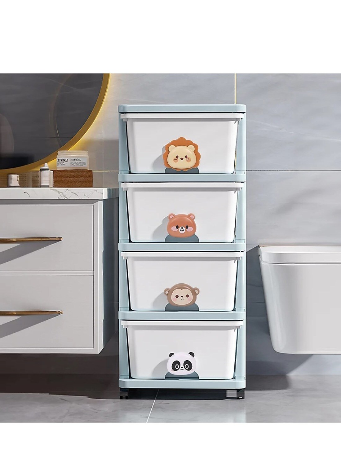 Cozy Nest 4-Layer Children's Toy Plastic Rolling Drawer Clothes Storage Box Organizer With Wheels For Office Kitchen Container Bathroom Living or Playroom Study