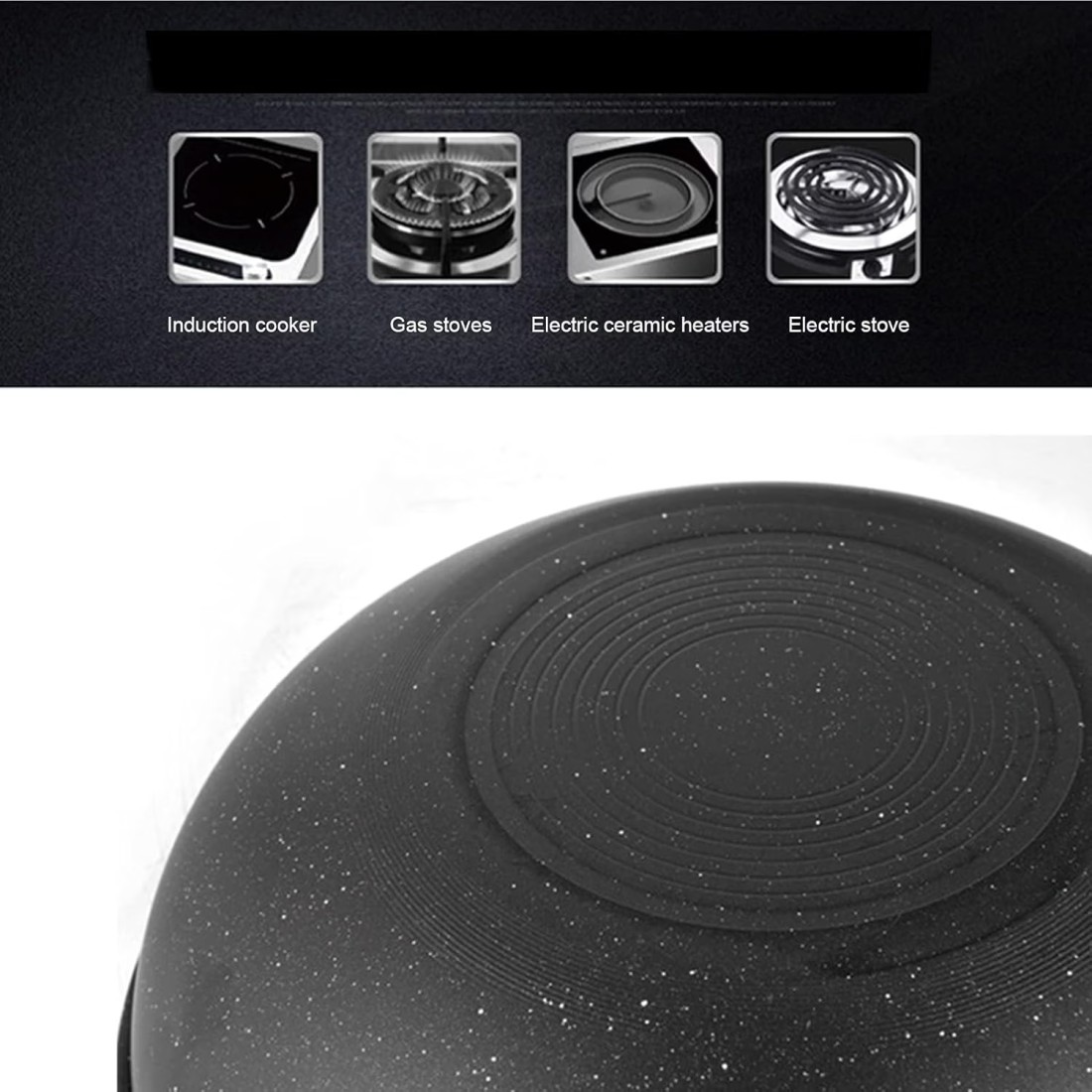 GStorm - 3PCS Cookware Set Wok Frying Pan Saucepan with Lid Pots Pans Set Maifan Stone Nonstick Egg Pan Cooking Tools