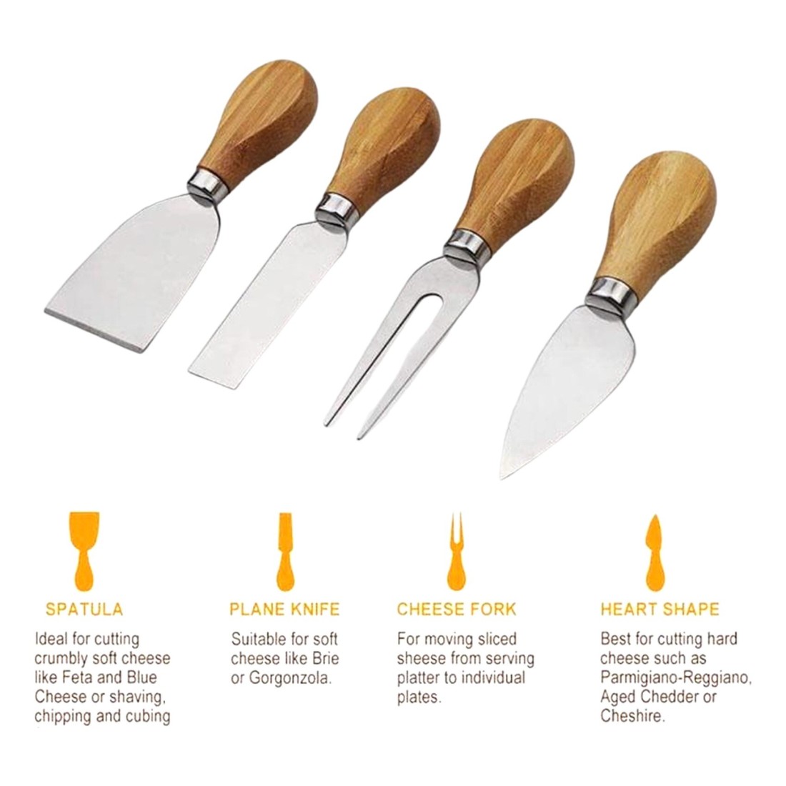 Bamboo Serving Board with Cheese Knives 4 PCS
