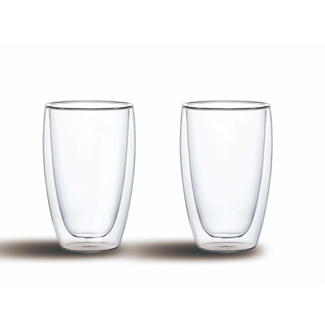 Double Wall Glass Coffee Cup Set Clear 450ml 2 PCS
