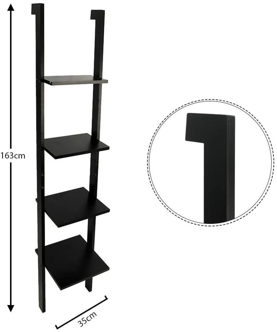 Yatai 4-Tier Black Ladder Bathroom Shelving Unit