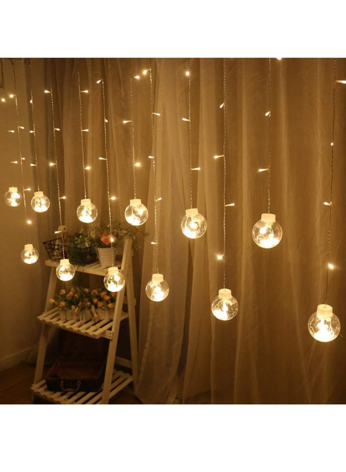 12 LED تعمل بالبطارية أضواء كروية متمنيا سلسلة أضواء الجنية لتزيين غرفة النوم والفناء الداخلي والخارجي وحفلات الزفاف وأعياد الميلاد وشجرة الحديقة والمناظر الطبيعية مع الأبيض الدافئ