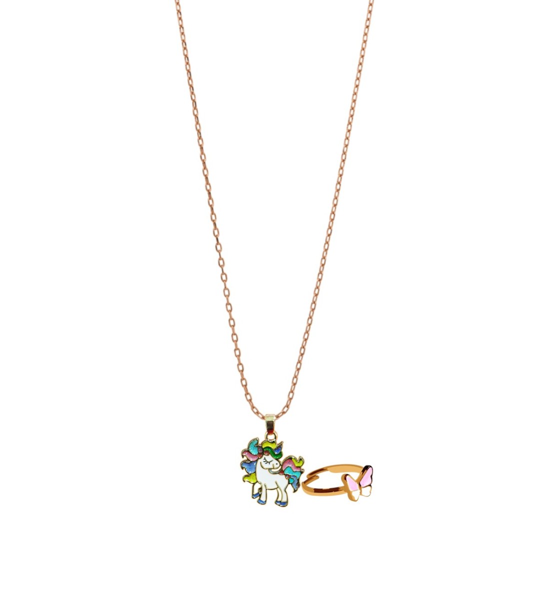 Aiwanto Girl&#39;s Necklace with Small Ring Necklace for children&#39;s Christmas Thanks Giving Gift for Kid&#39;s