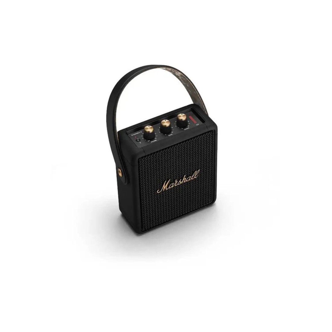 Marshall Stockwell 2 Bluetooth Wireless Stereo Speaker, 20 Hours Play Time, IPX4 Water-Resistant, USB-C Charging, Bluetooth 5.0, 360&deg; True Stereophonic Sound, Black/Brass
