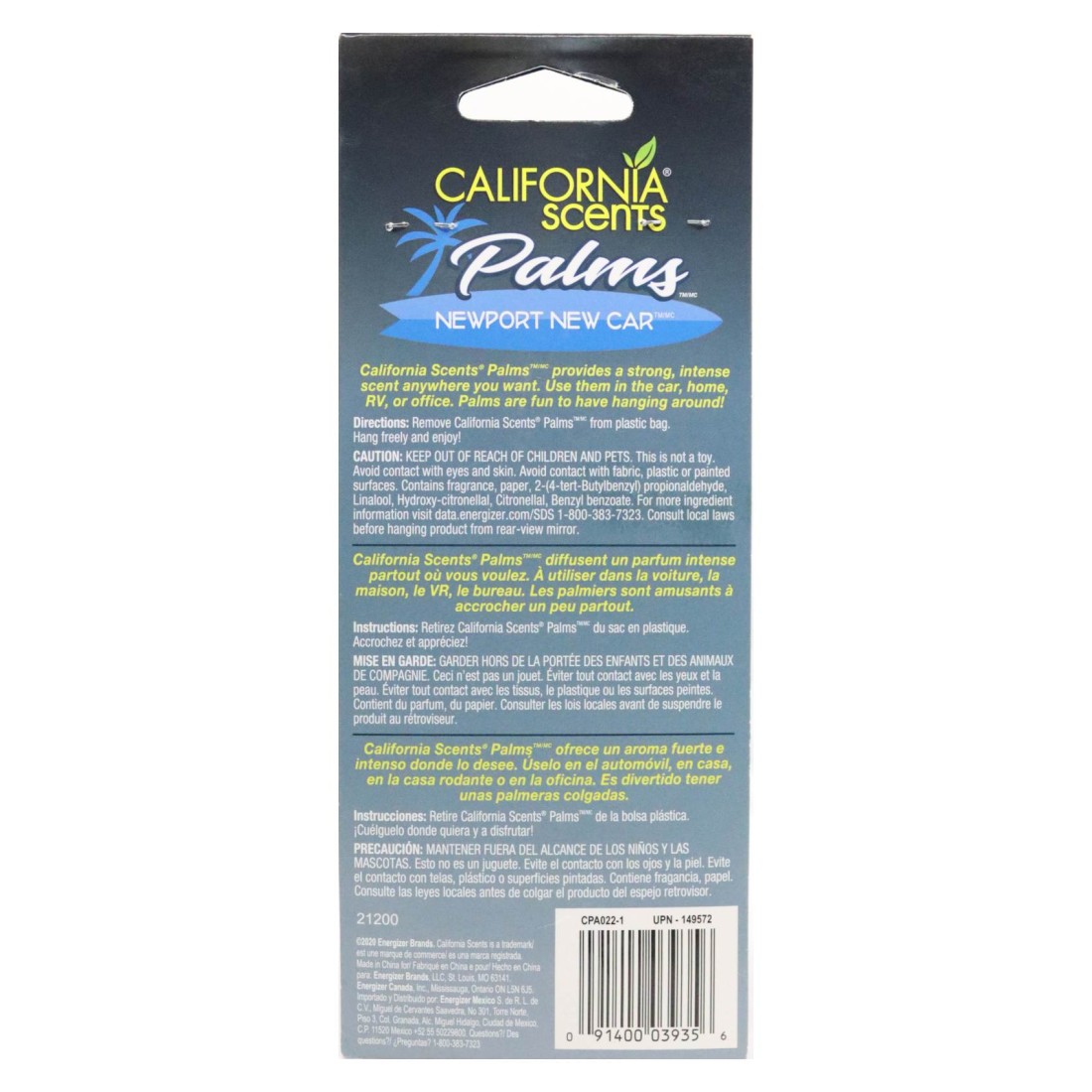 California Scents Newport New Car Palms Air Freshener Multicolour